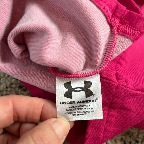 Under Armour Girls Mock Neck Long Sleeve Shirt Size Large Pink Base Layer - Picture 5 of 5